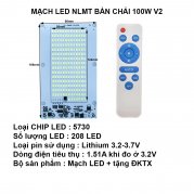 Mạch LED năng lượng mặt trời LED bàn chải 100W V2 gồm mạch và remote